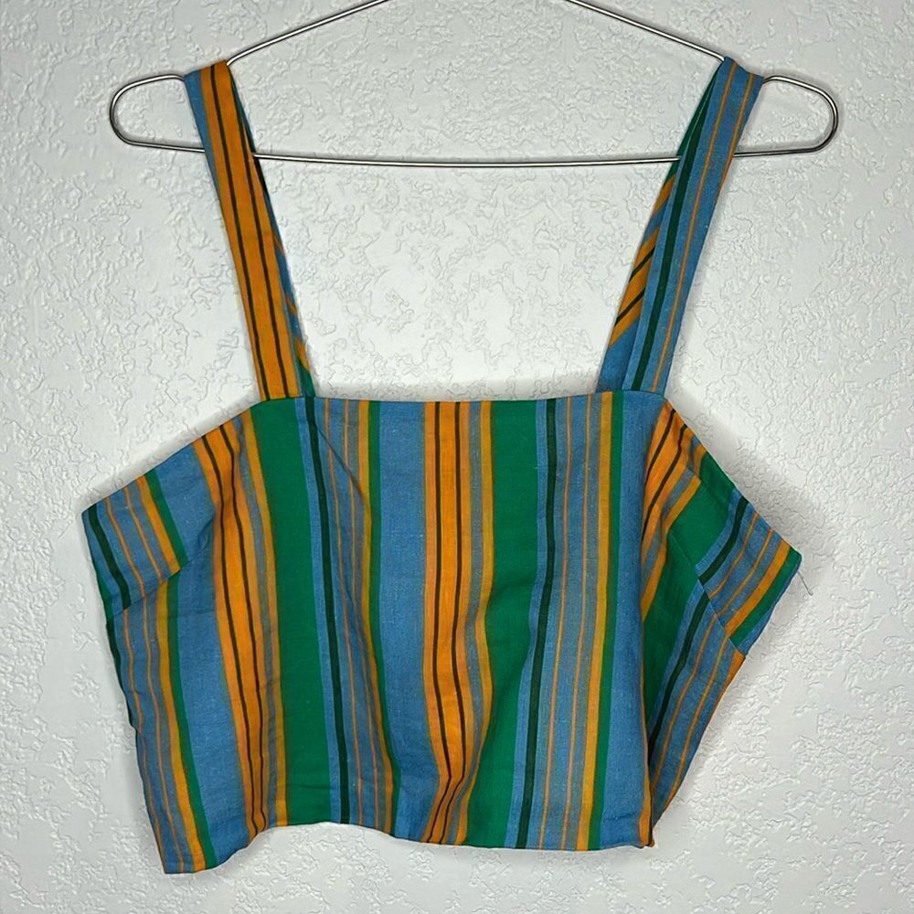 New Staud Linen Rigina Top in Ibiza Stripe Size 10 - Picture 2 of 12